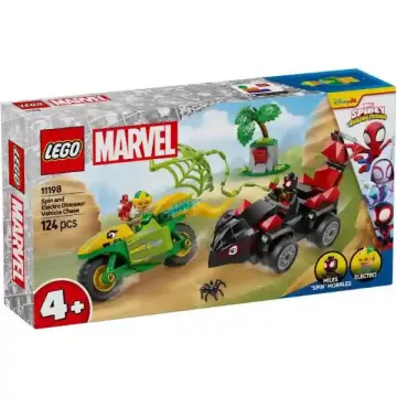   Lego Marvel 11198 Spin és Electro: Üldözés a dinójárművel
