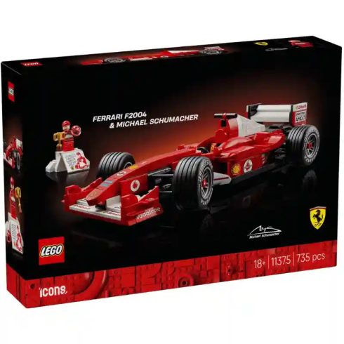 Lego Icons 11375 Ferrari F2004 Formula 1 versenyautó és Michael Schumacher