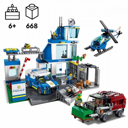 Lego City 60316 Rendőrkapitányság rendőrautóval és helikopterrel
