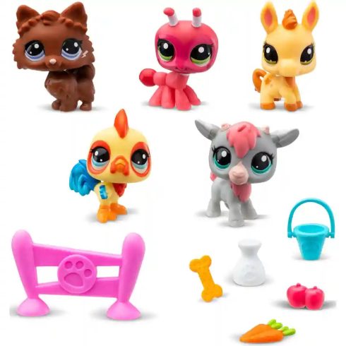 Littlest Pet Shop LPS - Farm gyűjtői készlet figurákkal (kutya, kakas, szamár, kecske, hangya)