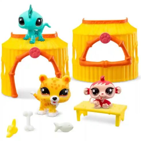 Littlest Pet Shop LPS - Dzusngel készlet figurákkal (leopárd, leguán, majom)
