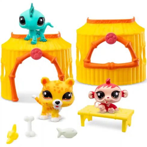 Littlest Pet Shop LPS - Dzusngel készlet figurákkal (leopárd, leguán, majom)