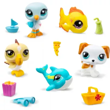   Littlest Pet Shop LPS - Strand gyűjtői készlet figurákkal (kutya, pelikán, hal, delfin, sirály)