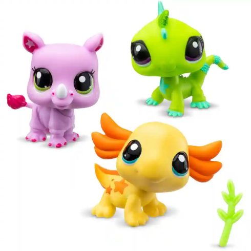 Littlest Pet Shop LPS - Orrszarvú, axolotl és leguán figuraszett