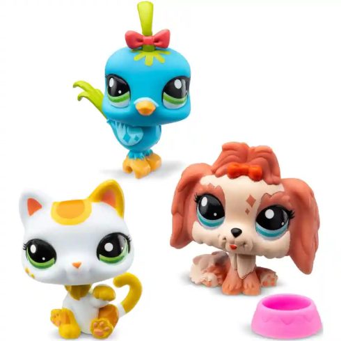 Littlest Pet Shop LPS - Kutya,  cica és madár figuraszett