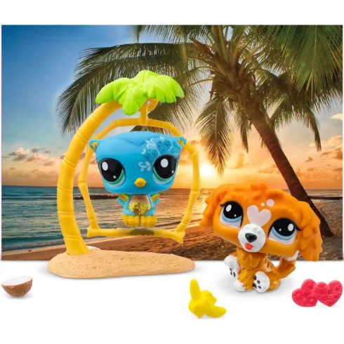 Littlest Pet Shop LPS - Tengerparti napozás figurákkal (spániel kutya, bagoly)