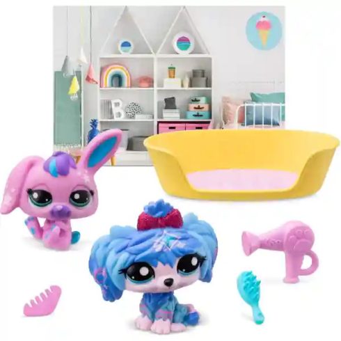 Littlest Pet Shop LPS - Fodrászat figurákkal (máltai selyemkutya (#48) és nyuszi (#49))