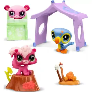   Littlest Pet Shop LPS - Kemping készlet figurákkal (pandamaci, tukán, mókus)