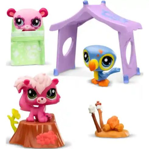 Littlest Pet Shop LPS - Kemping készlet figurákkal (pandamaci, tukán, mókus)