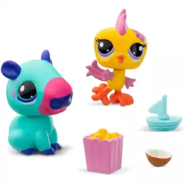   Littlest Pet Shop LPS - Vízidisznó (kapibara) (#90) és ara papagáj (#91) figuraszett