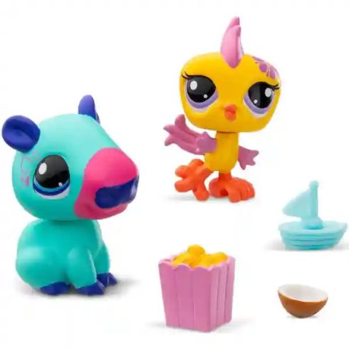 Littlest Pet Shop LPS - Vízidisznó (kapibara) (#90) és ara papagáj (#91) figuraszett