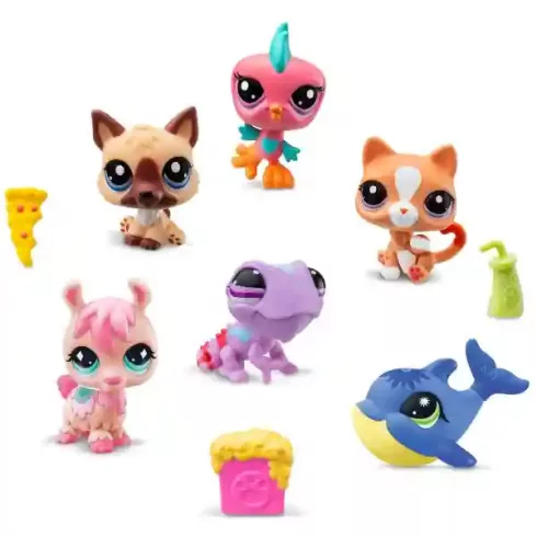 Littlest Pet Shop LPS - Littlest Pet Shop hordozható hotel figurákkal (kaméleon (#27), németjuhász kutya (#30), cica (#34), madár (#66), láma (#198) és delfin (#199))