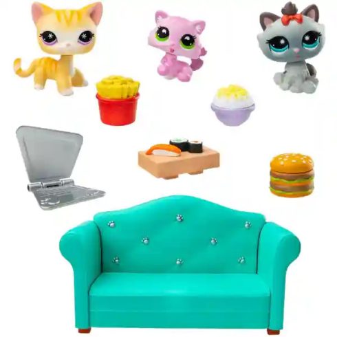 Littlest Pet Shop LPS - Cicavacsora figurákkal (rövidszőrű cica (#166), kiscica (#167) és himalájai cica (#168))