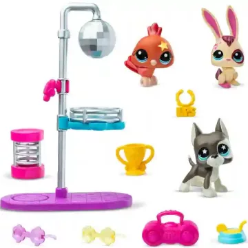   Littlest Pet Shop LPS - Diszkó party figurákkal (páva madár (#169), dándog kutya (#170) és nyuszi (#171))