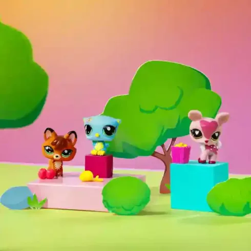 Littlest Pet Shop LPS - Bagoly (#157), őz (#158) és róka (#159) figuraszett