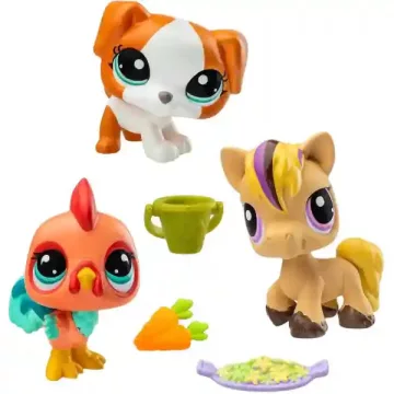   Littlest Pet Shop LPS - Ló (#163), kakas (#164) és kutya (#165) figuraszett