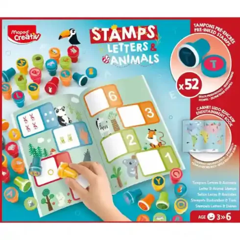 Maped Creativ betűk és állatok nyomdakészlet tanulófüzettel