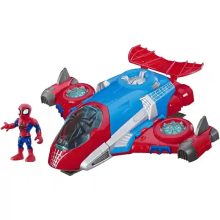   Hasbro Marvel Super Hero Adventures repülőgép Pókember figurával 13cm, Spiderman