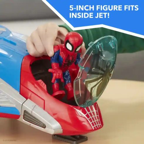 Hasbro Marvel Super Hero Adventures repülőgép Pókember figurával 13cm, Spiderman