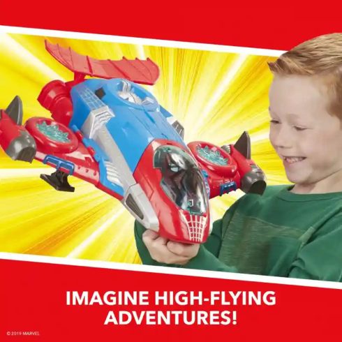 Hasbro Marvel Super Hero Adventures repülőgép Pókember figurával 13cm, Spiderman