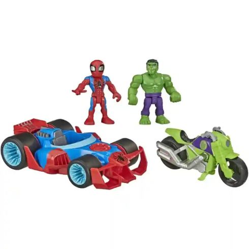 Hasbro Marvel Super Hero Adventures járművek Pókember és Hulk figurákkal 13cm