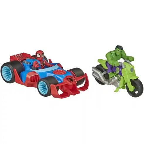 Hasbro Marvel Super Hero Adventures járművek Pókember és Hulk figurákkal 13cm