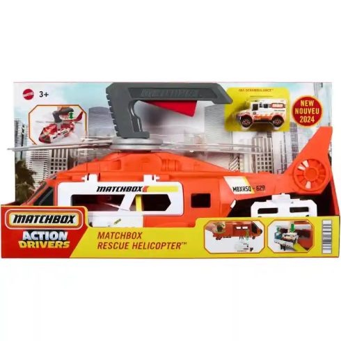 Mattel Matchbox mentőhelikopter 40cm, mentőautóval