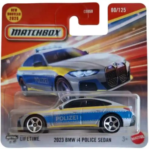 Mattel Matchbox 2023 BMW i4 Police Sedan rendőrautó