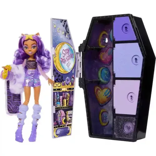 Mattel Monster High Skulltimate Secrets Fearidescent - Clawdeen Wolf baba koporsóval