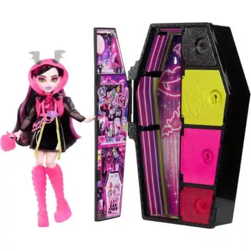 Mattel Monster High Skulltimate Secrets Neon Frights - Draculaura baba koporsóval