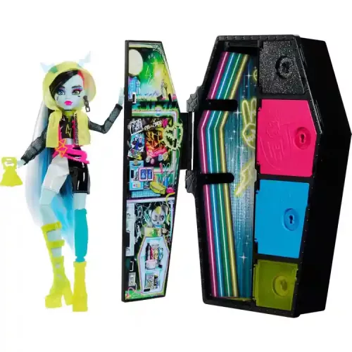 Mattel Monster High Skulltimate Secrets Neon Frights - Frankie Stein baba koporsóval (csomagolássérült)