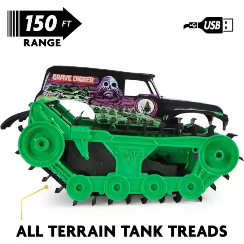 Monster Jam távirányítós RC Grave Digger Trax tank 32cm