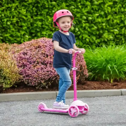 iSporter fémvázas háromkerekű gyerek roller lábfékkel, LED világítással