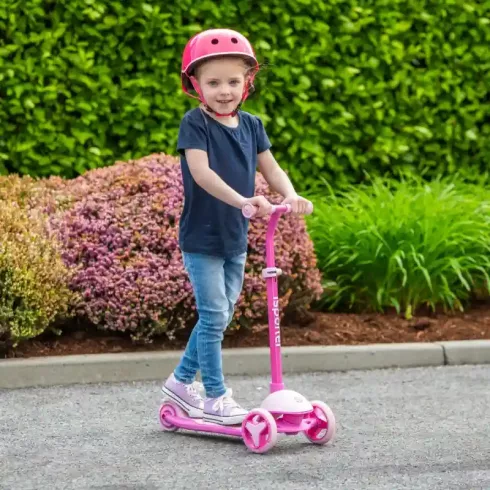iSporter fémvázas háromkerekű gyerek roller lábfékkel, LED világítással