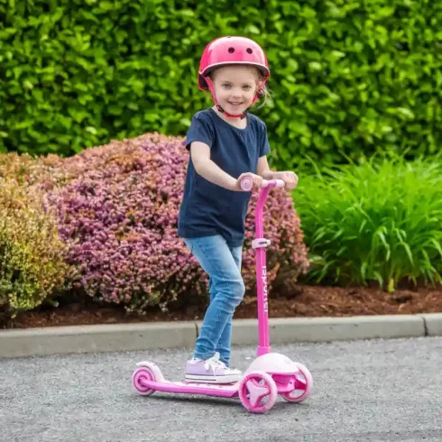 iSporter fémvázas háromkerekű gyerek roller lábfékkel, LED világítással