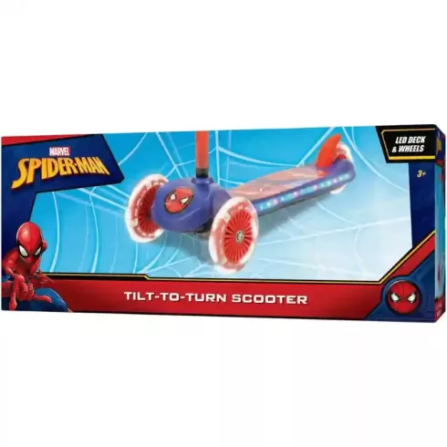 Marvel Pókember fémvázas háromkerekű gyerek roller lábfékkel, LED világítással