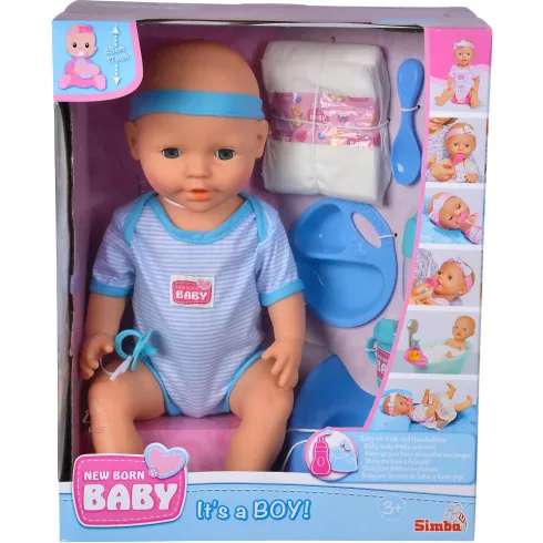 New Born Baby - 6 funkciós, interaktív fiú baba 43cm