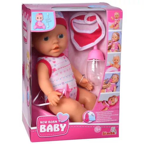 Simba Toys New Born Baby - 5 funkciós, interaktív lány baba 30cm (105037800)