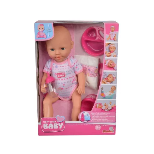 Simba Toys New Born Baby - 6 funkciós, interaktív lány baba 38cm (105032533)
