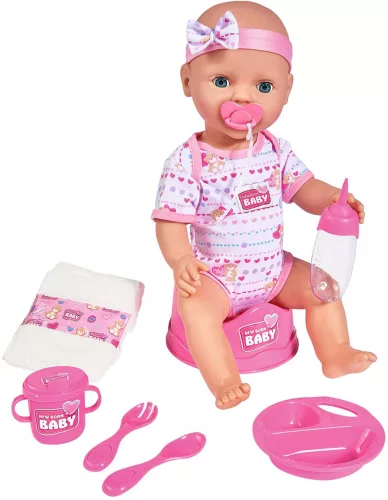 Simba Toys New Born Baby - 6 funkciós, interaktív lány baba 43cm (105039005)