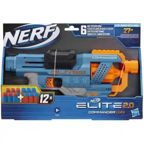 Hasbro Nerf E9485 Elite 2.0 Commander RD-6 játék szivacslövő forgótáras fegyver 12db lövedékkel