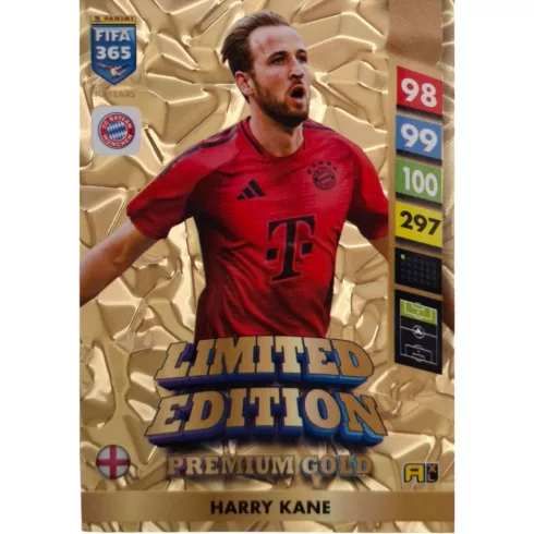 Panini FIFA 365 Adrenalyn XL Limited Edition Premium Gold Harry Kane focis kártya, FC Bayern München