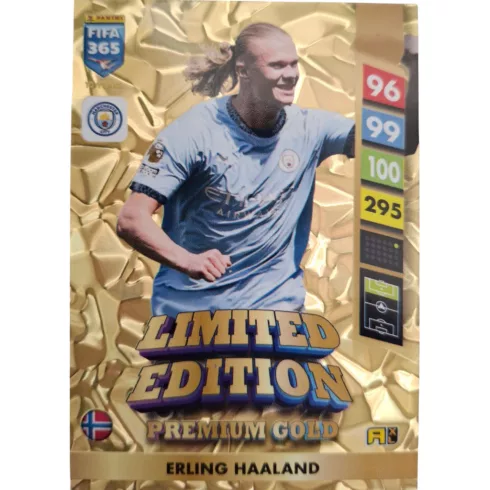 Panini FIFA 365 Adrenalyn XL Limited Edition Premium Gold Erling Haaland focis kártya, Manchester City FC