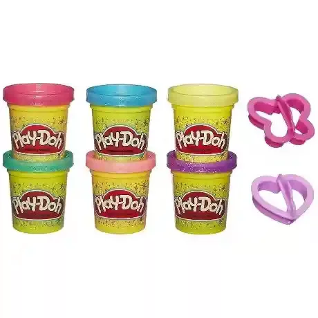 Hasbro Play-Doh 6 tégelyes csillámos színes gyurmakészlet