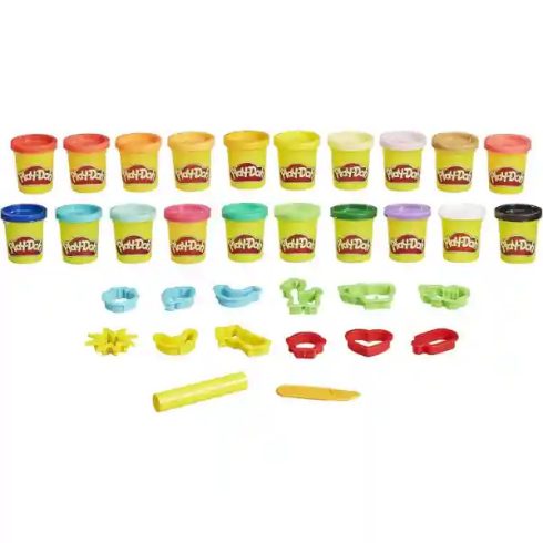 Hasbro Play-Doh 20 tégelyes színes gyurmakészlet formákkal tároló dobozban