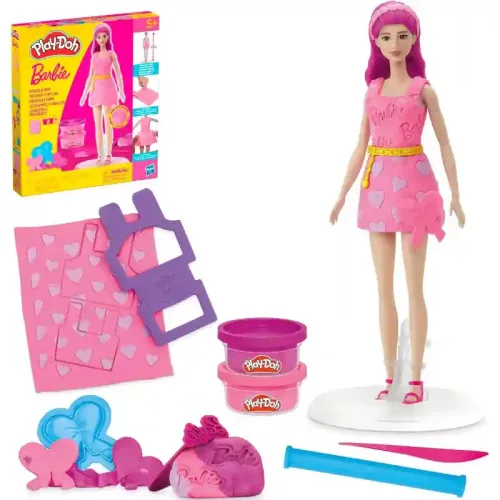 Hasbro Play-Doh Barbie divattervező gyurmakészlet babával - Szívek és frizura
