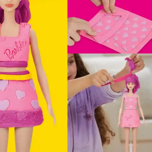 Hasbro Play-Doh Barbie divattervező gyurmakészlet babával - Szívek és frizura