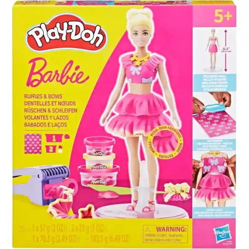 Hasbro Play-Doh Barbie divattervező gyurmakészlet babával - Fodrok és masnik