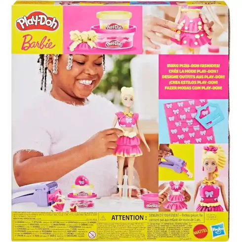 Hasbro Play-Doh Barbie divattervező gyurmakészlet babával - Fodrok és masnik