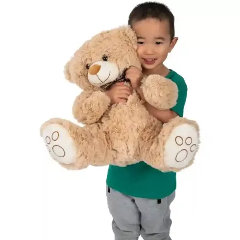 Világosbarna ülő plüss maci 43cm